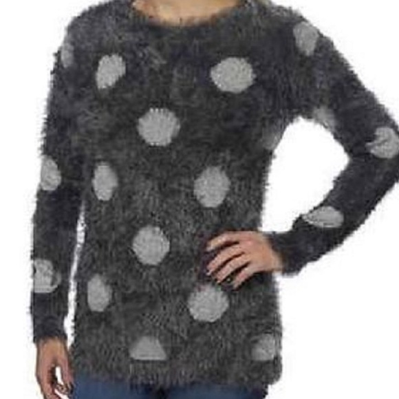 Joseph A Eyelash Soft Cozy Polka Dot Gray Sweater - Picture 8 of 8